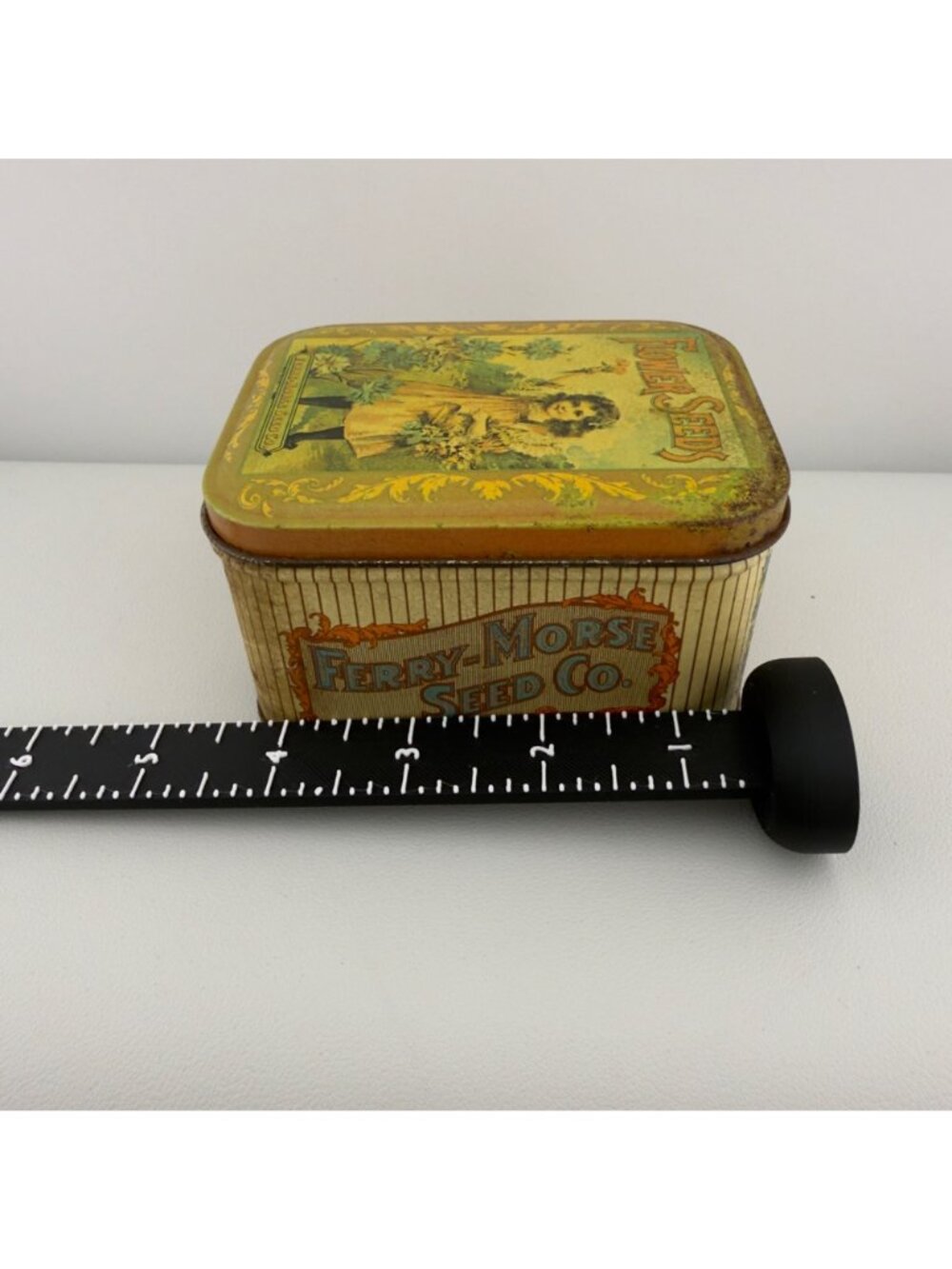 Vintage Ferry Morse Flower Seeds Tin Storage Box Advertising Decorative - Picture 4 of 12